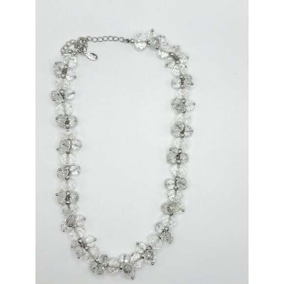 Sparkling Nolan Miller Faceted Glass Crystal Necklace Beaded 16 To 19” - Picture 2 of 3